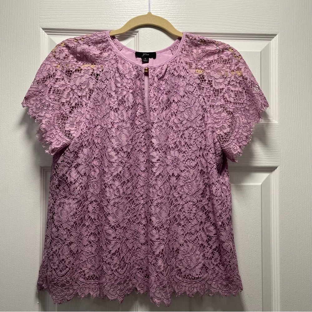 J. Crew short sleeve lace blouse top  Size Small